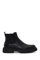 Male Black Thick-Soled Leather Casual Chelsea Boots | Derimod