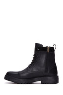 Men's Black Leather Zippered Casual Boots | Derimod