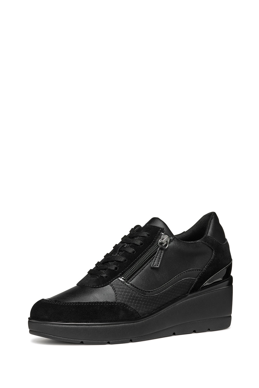 Geox Kadın Siyah D Ilde Bağcıklı Dolgu Topuklu Sneaker