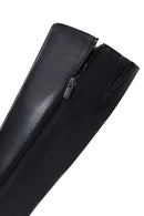 Women's Black Leather Zippered Heeled Boots | Derimod