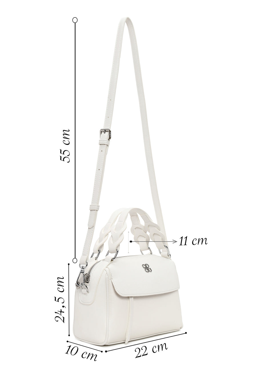 Woman Cream Long-Strap Shoulder Bag