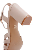 Women's Beige Thick Heeled Sandals | Derimod