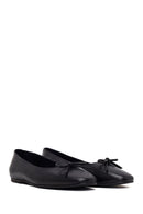 Woman Black Buckled Leather Ballet Flat | Derimod