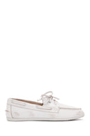 Women's White Leather Masculine Loafer | Derimod