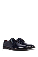Men's Navy Blue Lace-up Patent Leather Classic Shoes | Derimod