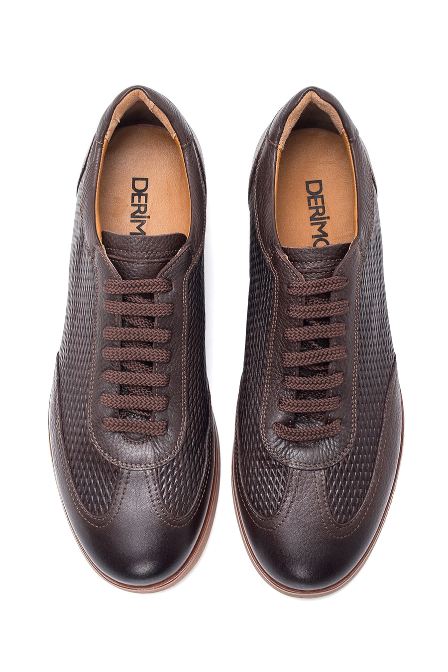Men's Brown Leather Printed Casual Shoes