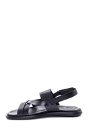 Men's Black Leather Sandals | Derimod