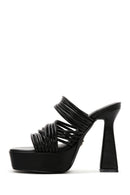 Women's Black Platform High Heel Slippers | Derimod