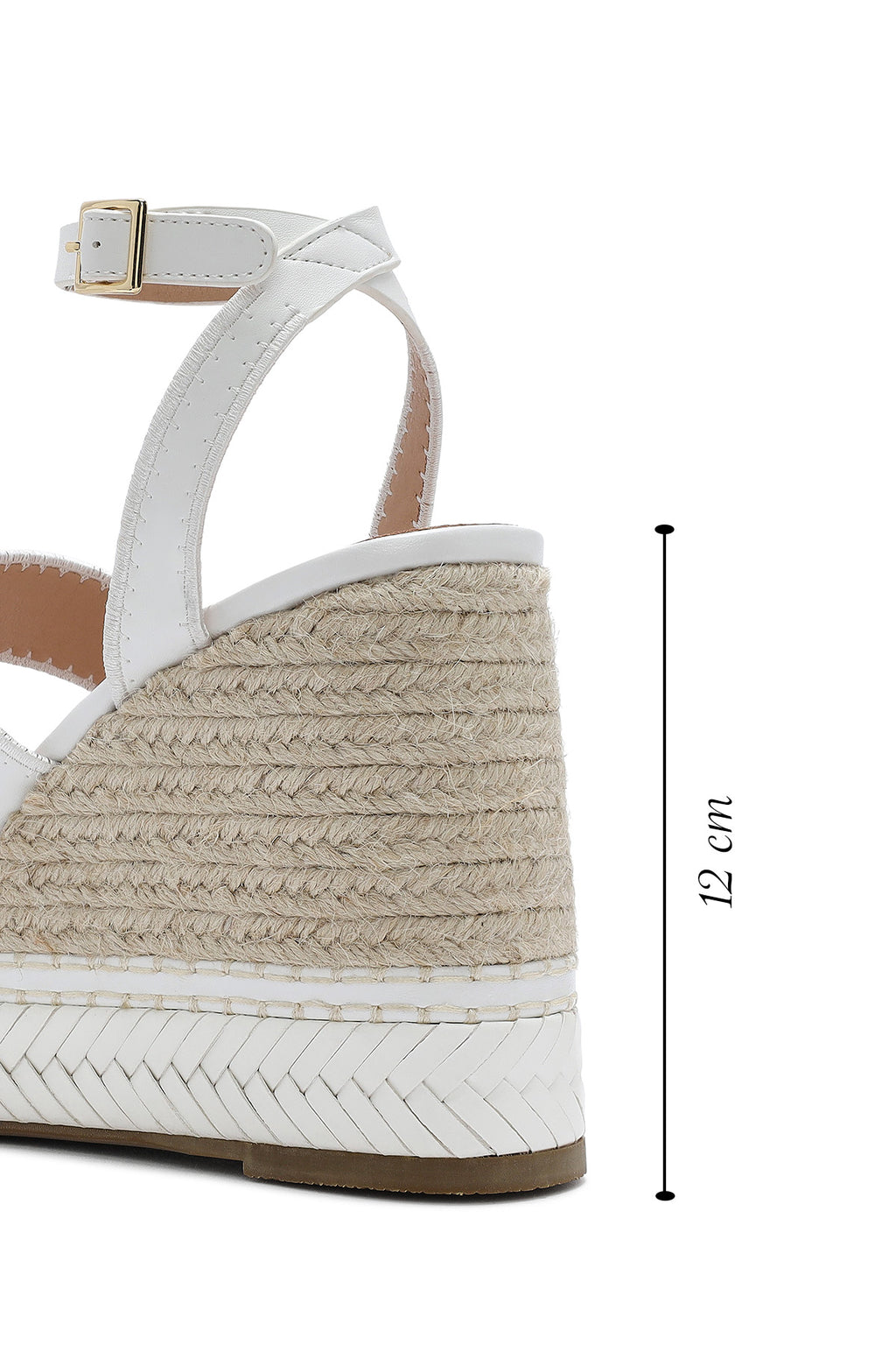 Kadın Beyaz Bilekten Tokalı Dolgu Topuklu Espadril Sandalet