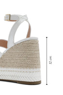 Women's White Ankle Buckle Wedge Heel Espadrille Sandals | Derimod