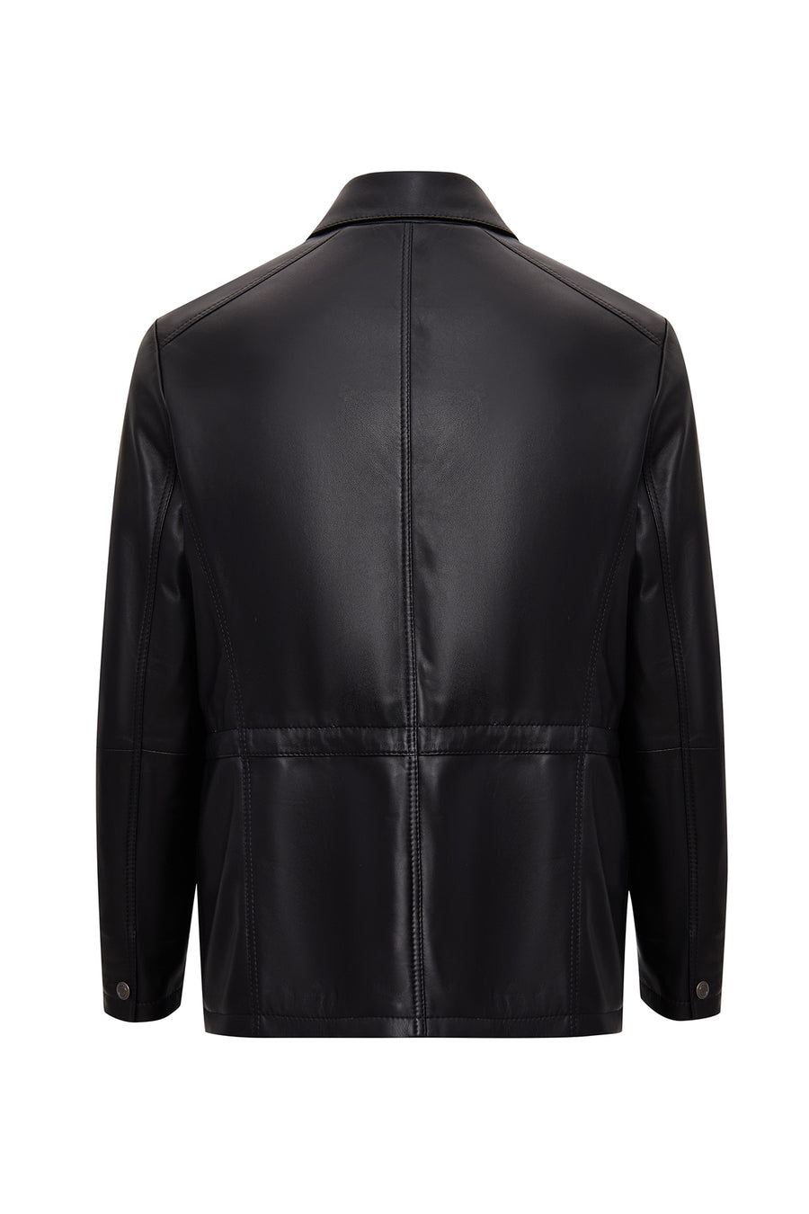 Salah Men's Black Shirt Collar Leather Jacket