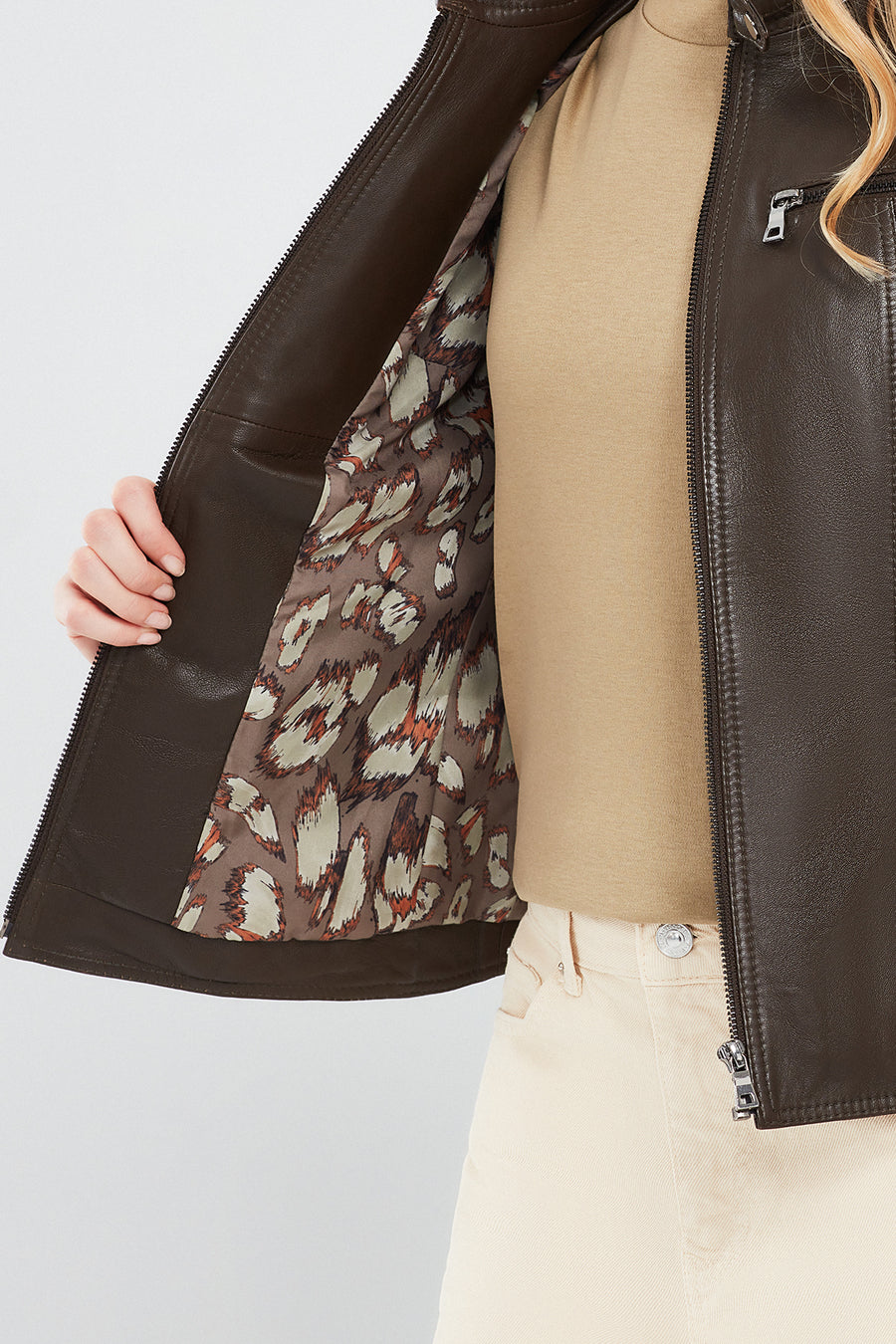 Maria Women's Brown Short Leather Jacket