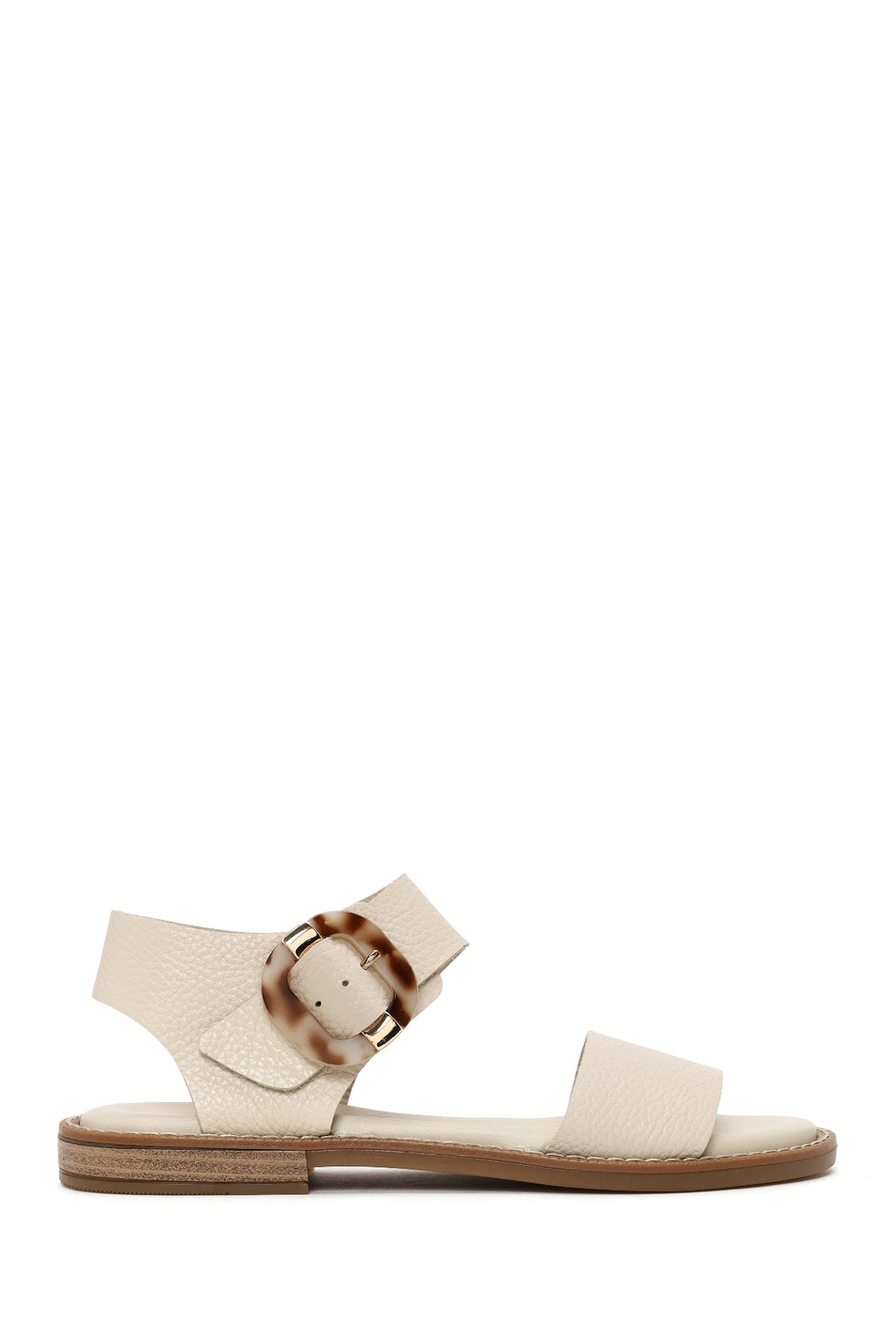 Women's Beige Leather Ankle Buckle Sandals 26SFD2012FT | Derimod