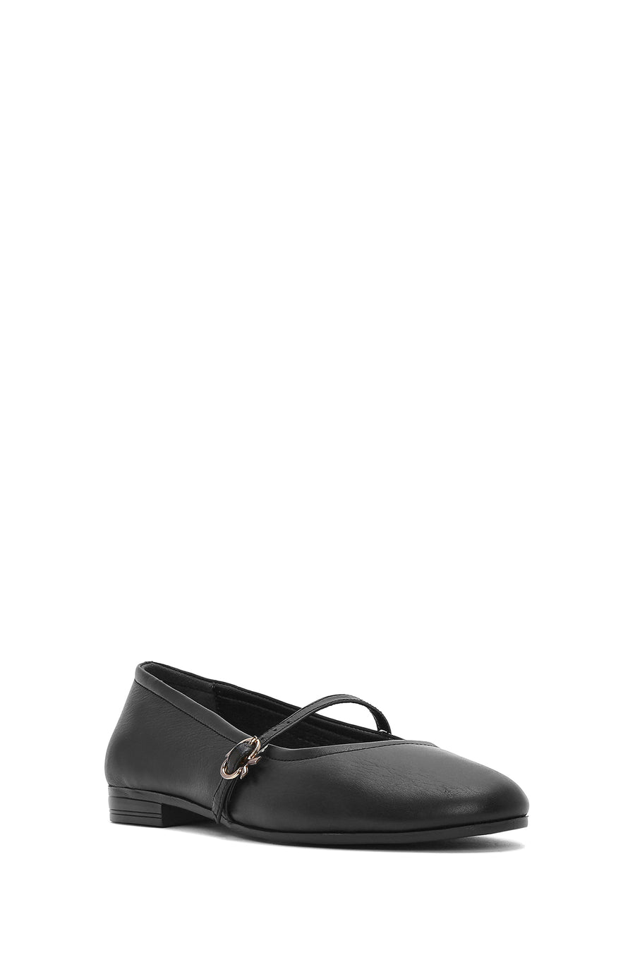 Women's Black Banded Leather Ballerinas