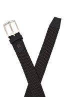 Men's Black Braided Leather Belt | Derimod