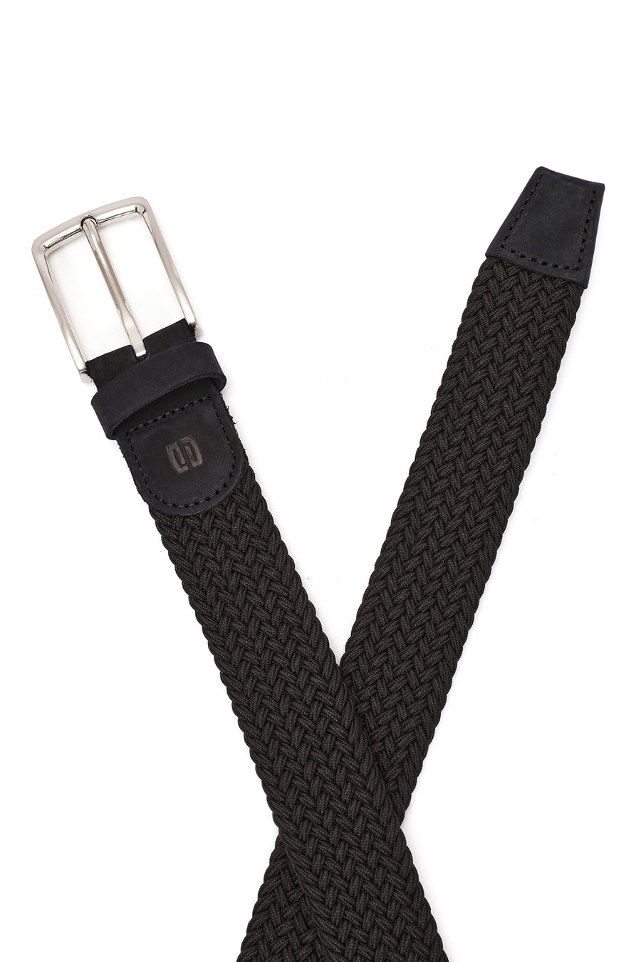 Men's Black Braided Leather Belt