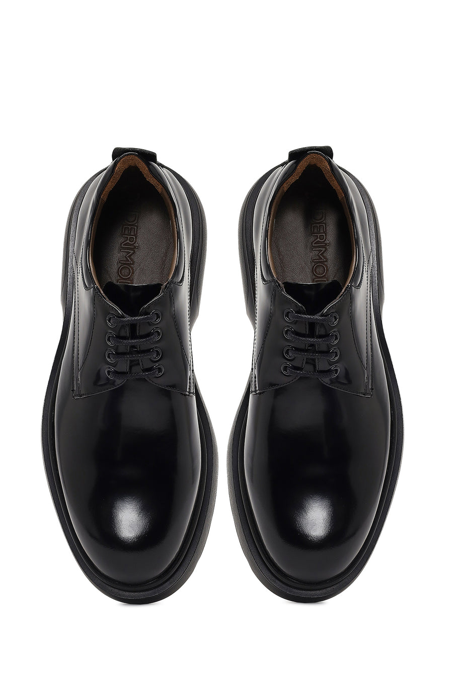 Male Black Lace-Up Thick-Soled Leather Casual Shoes