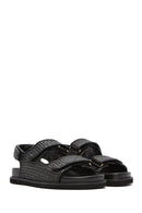 Women's Black Strappy Straw Sandals | Derimod