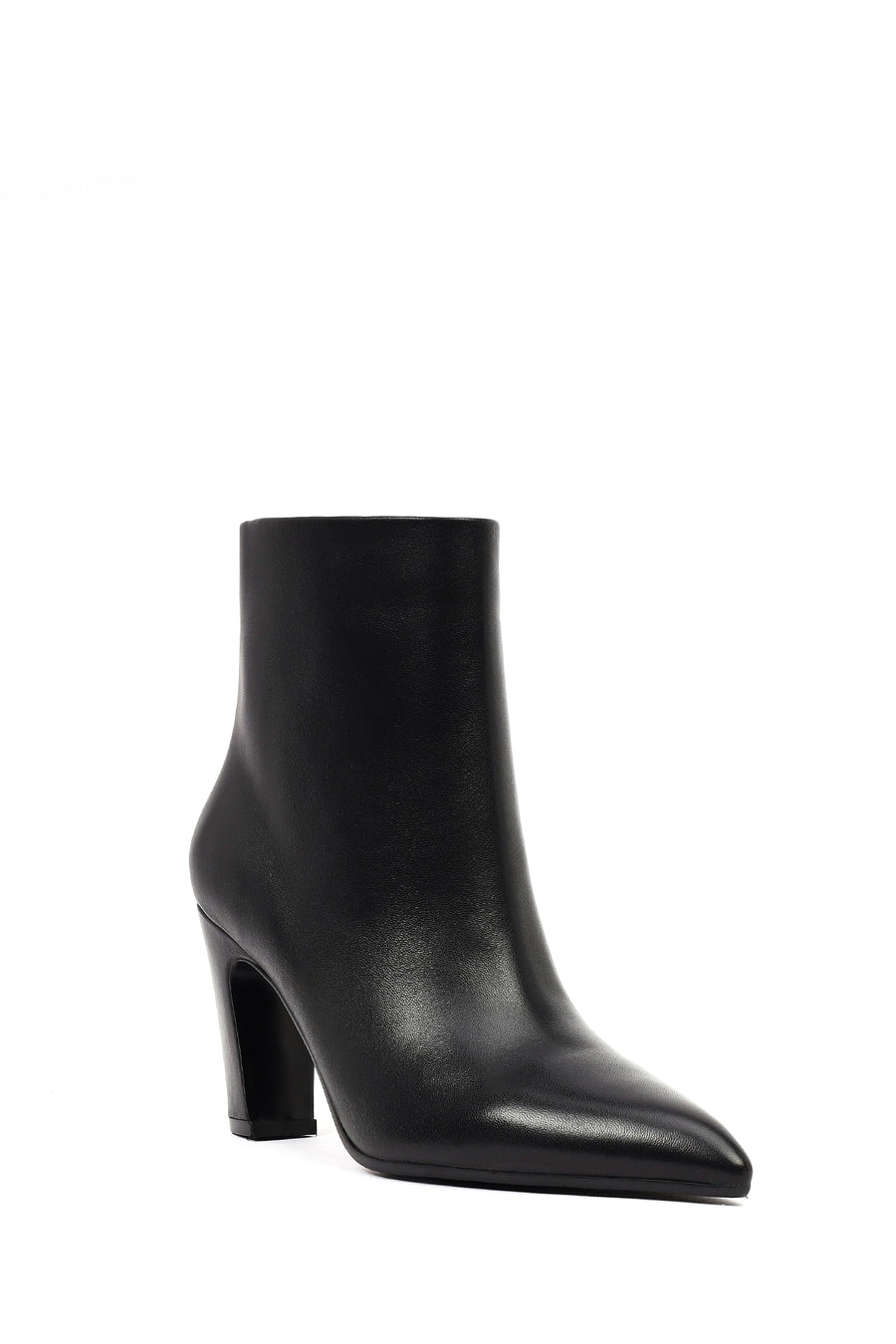Women's Black Thick Heeled Leather Boots
