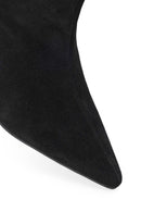 Woman Black Thin-Heeled Suede Boot | Derimod