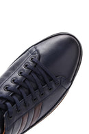 Men's Navy Blue Leather Casual Sneaker | Derimod