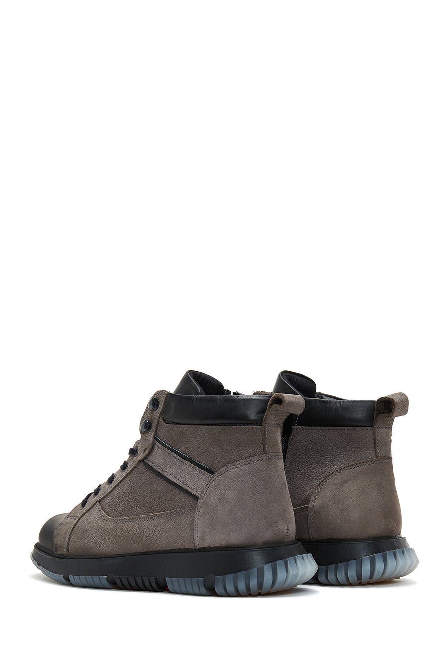 Men's Gray Leather Casual Boots