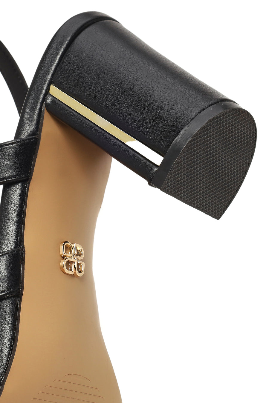 Woman Black Ankle Buckle Chunky Heeled Sandals