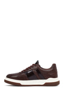 Erkek Kahverengi Bağcıklı Deri Sneaker | Derimod