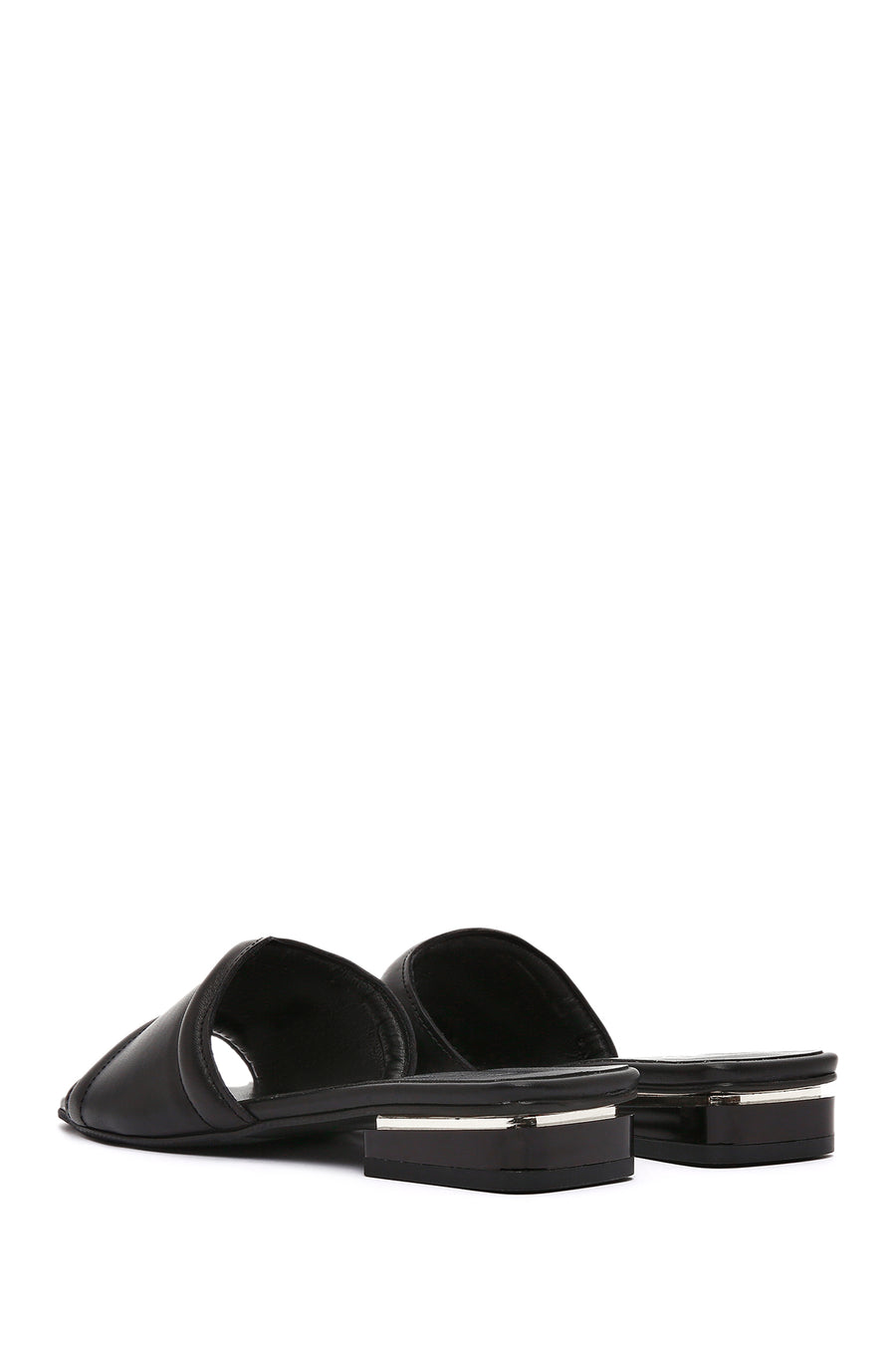 Women's Black Leather Slippers