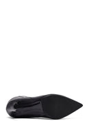Woman Black Zip Closure High Thin-Heeled Leather Boots | Derimod