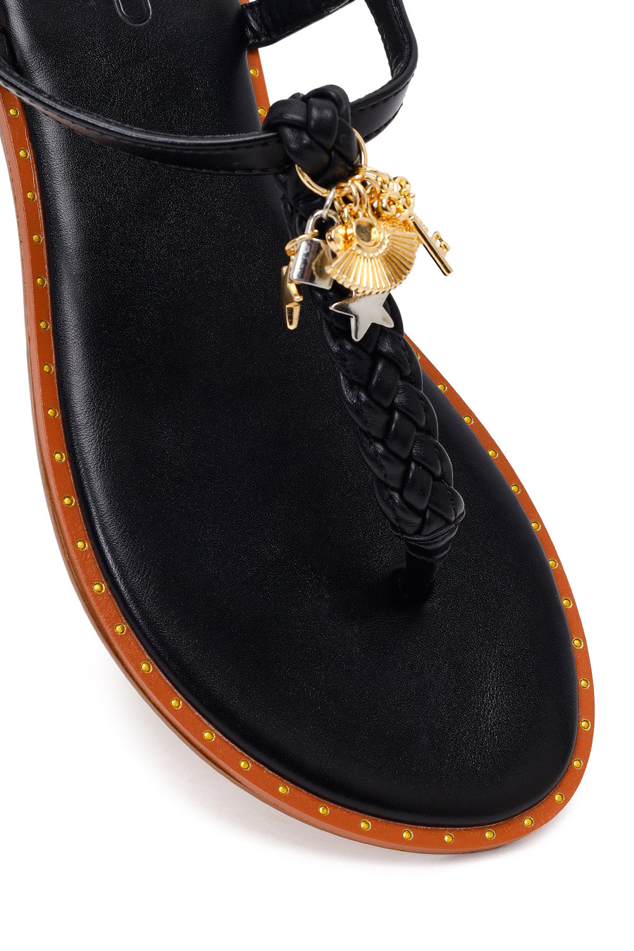Woman Black Accessory-Embellished Toe-Post Sandals