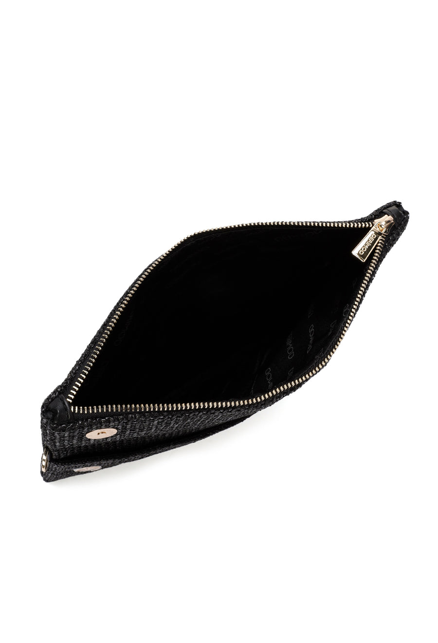 Women's Black Long Chain Strap Straw Clutch Bag