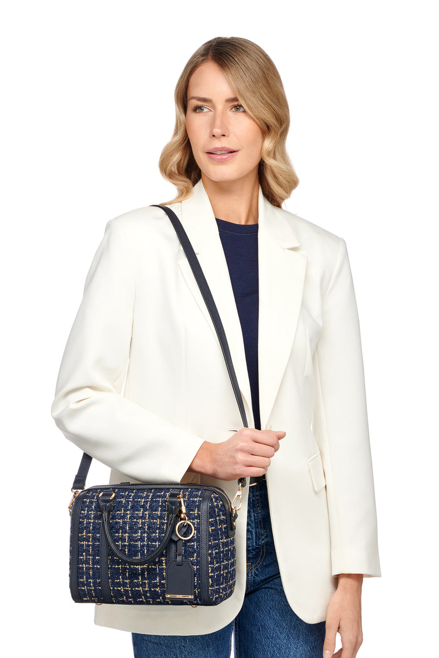Geox Women's Navy Blue D Zene S Long Strap Leather Handbag