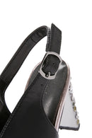 Women's Black Back Strap Stoned Thick Heel Sandals | Derimod