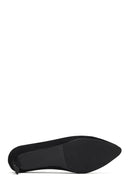 Woman Black Low Thin Heel Suede Leather Stiletto | Derimod