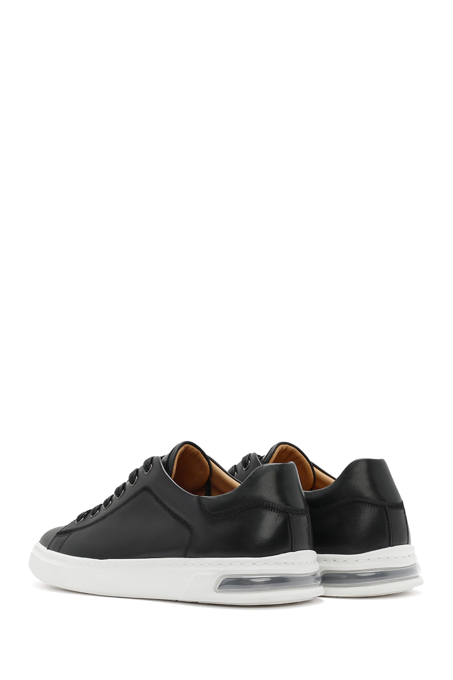 Men's Black Lace-up Leather Sneaker