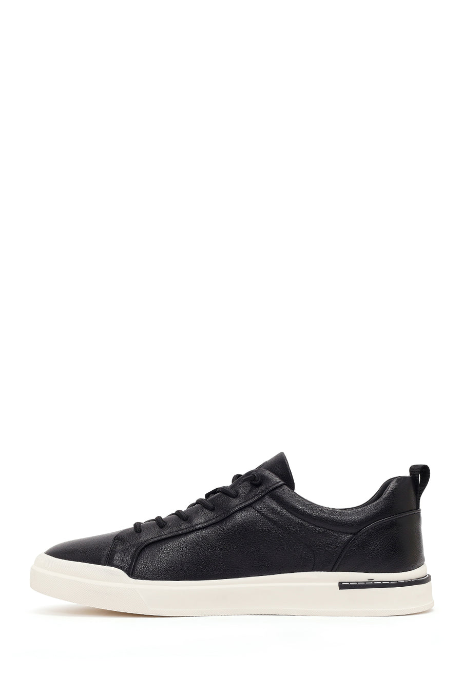 Men's Black Lace-up Leather Sneaker