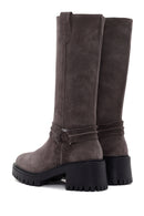 Women's Mink Short Heeled Suede Leather Boots | Derimod