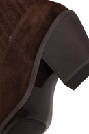 Woman Brown Chunky-Heeled Suede Cowboy Boots | Derimod