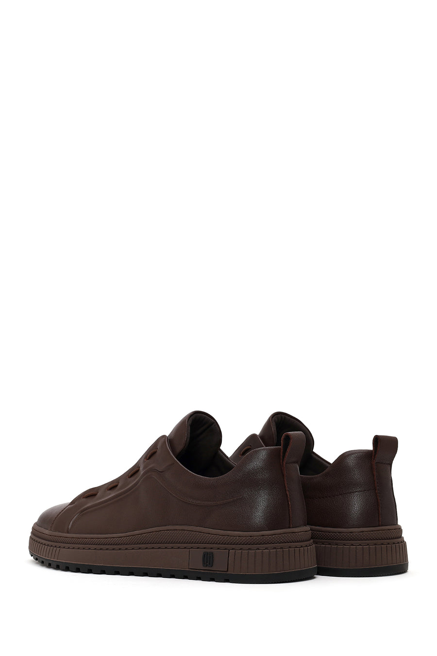 Erkek Kahverengi Bağcıklı Deri Sneaker