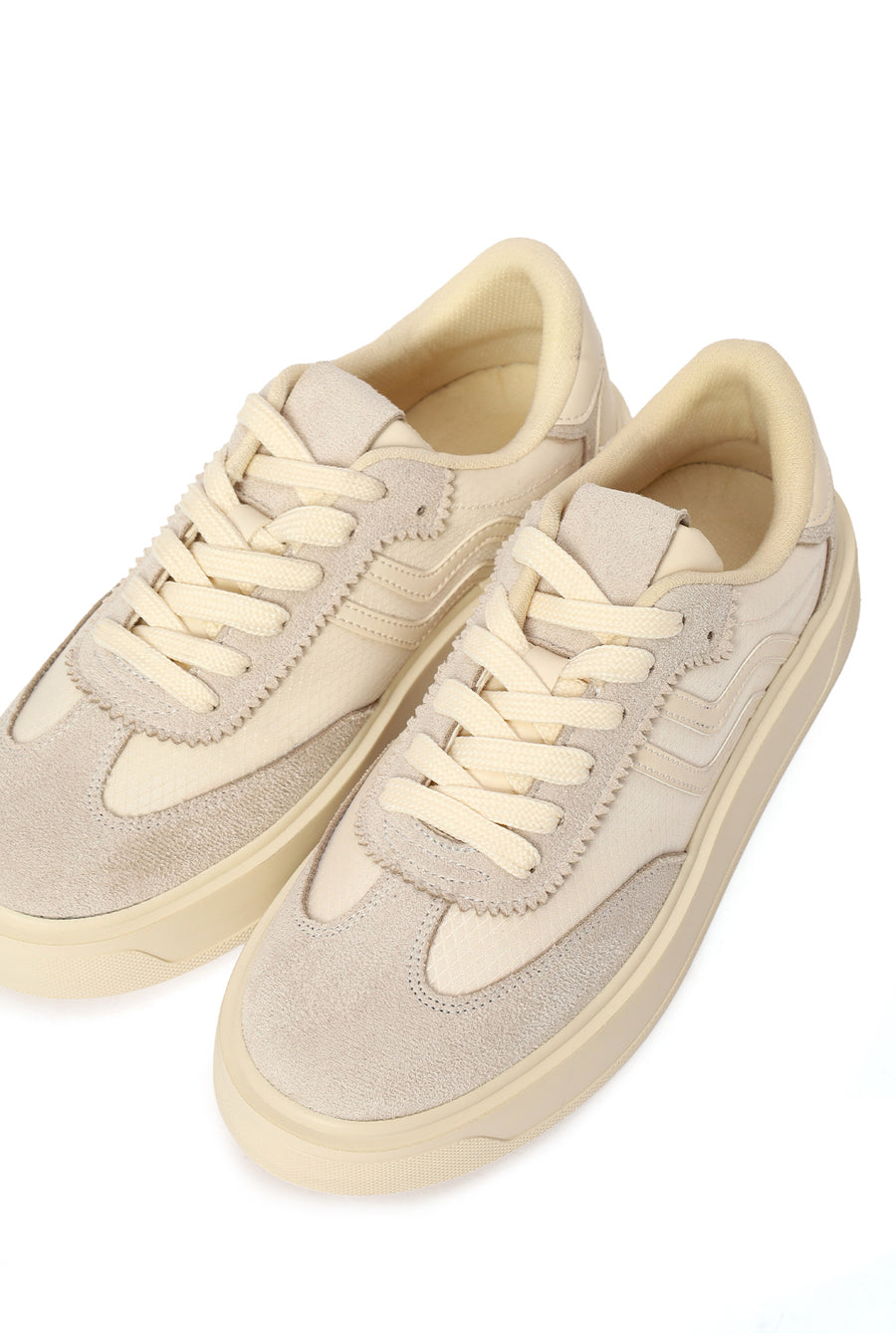Woman Beige Lace-up Sneakers