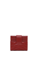 Woman Burgundy Quilted Card Holder | Derimod