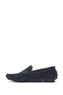 Men's Navy Blue Suede Leather Loafer | Derimod