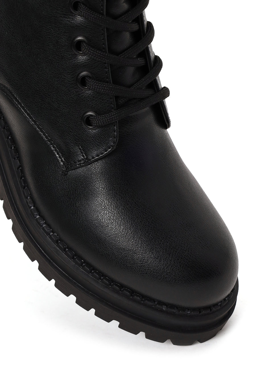 Woman Black Zip Closure Combat Boots