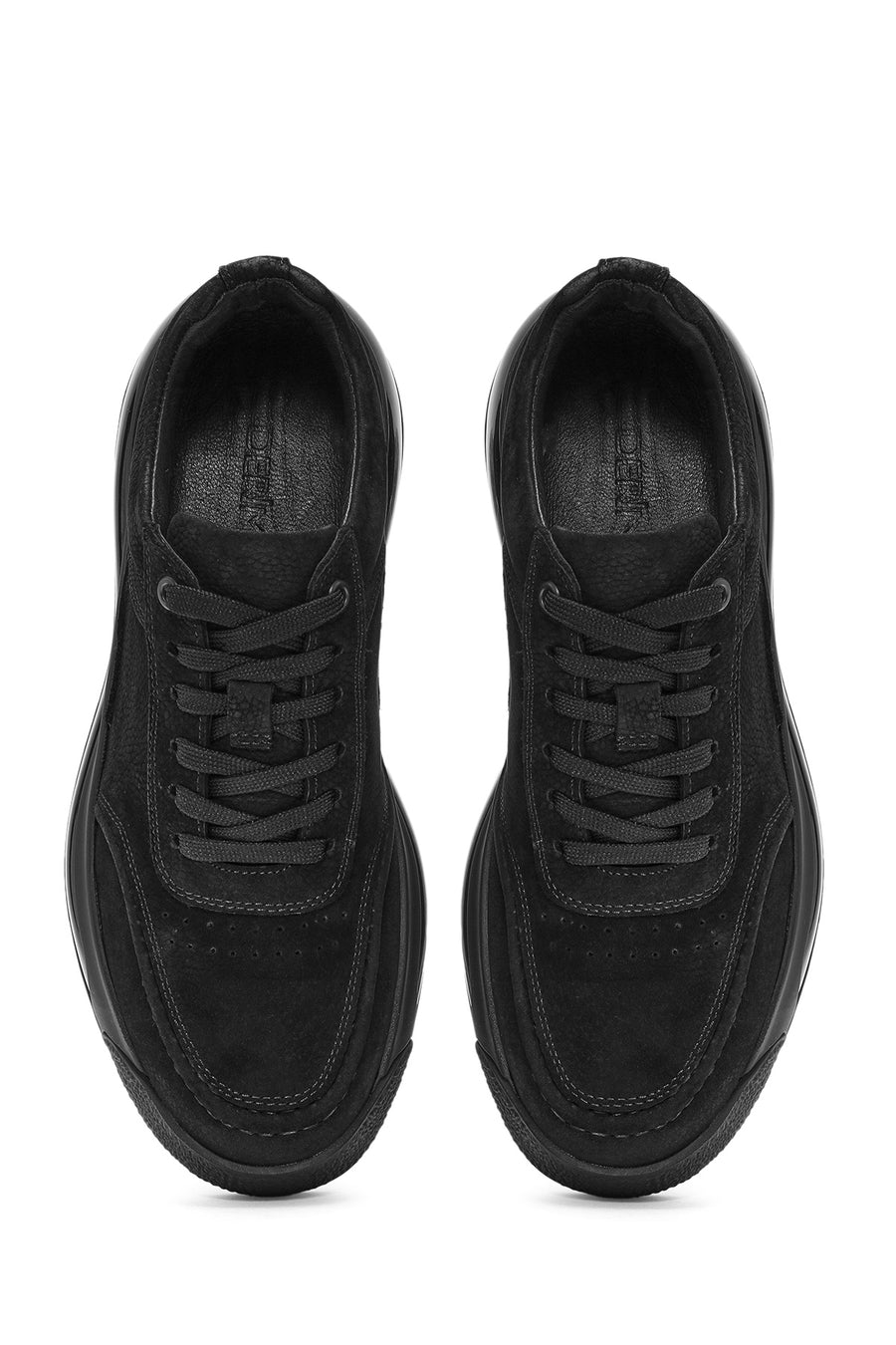 Erkek Siyah Bağcıklı Nubuk Deri Sneaker