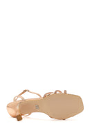 Women's Pink Ankle Buckle Stoned Thin Heel Sandals | Derimod