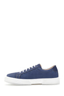 Men's Navy Blue Nubuck Leather Sneaker | Derimod