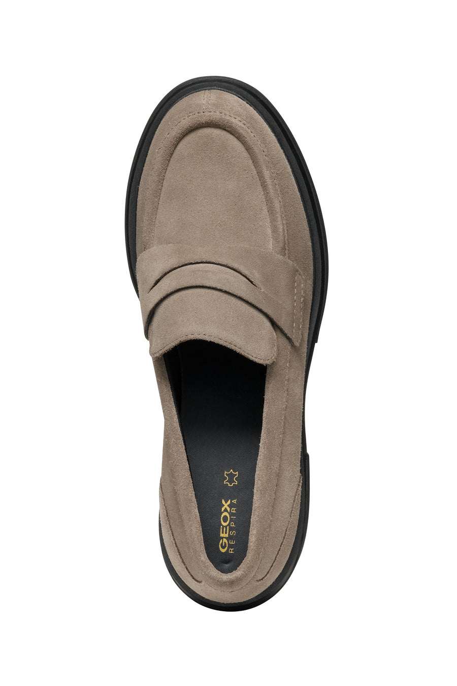 Geox Women's Mink Spherica Ec15 Thick Heel Suede Leather Masculine Loafer