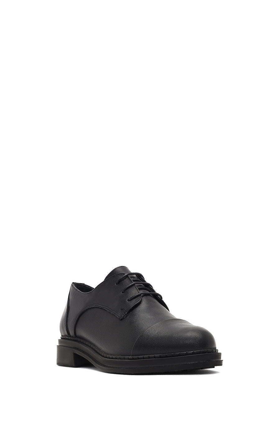 Woman Black Lace-up Leather Masculine Shoes