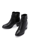 Women's Black Zippered Chunky Heel Boots | Derimod